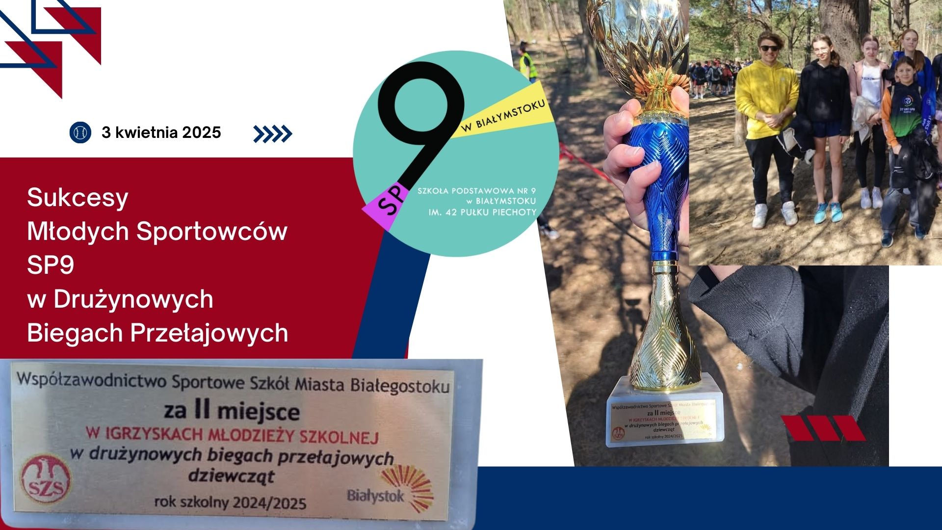 1 Sukcesy Młodych Sportowców SP9 w Drużynowych Biegach Przełajowych 3 kwietnia 2025.jpg