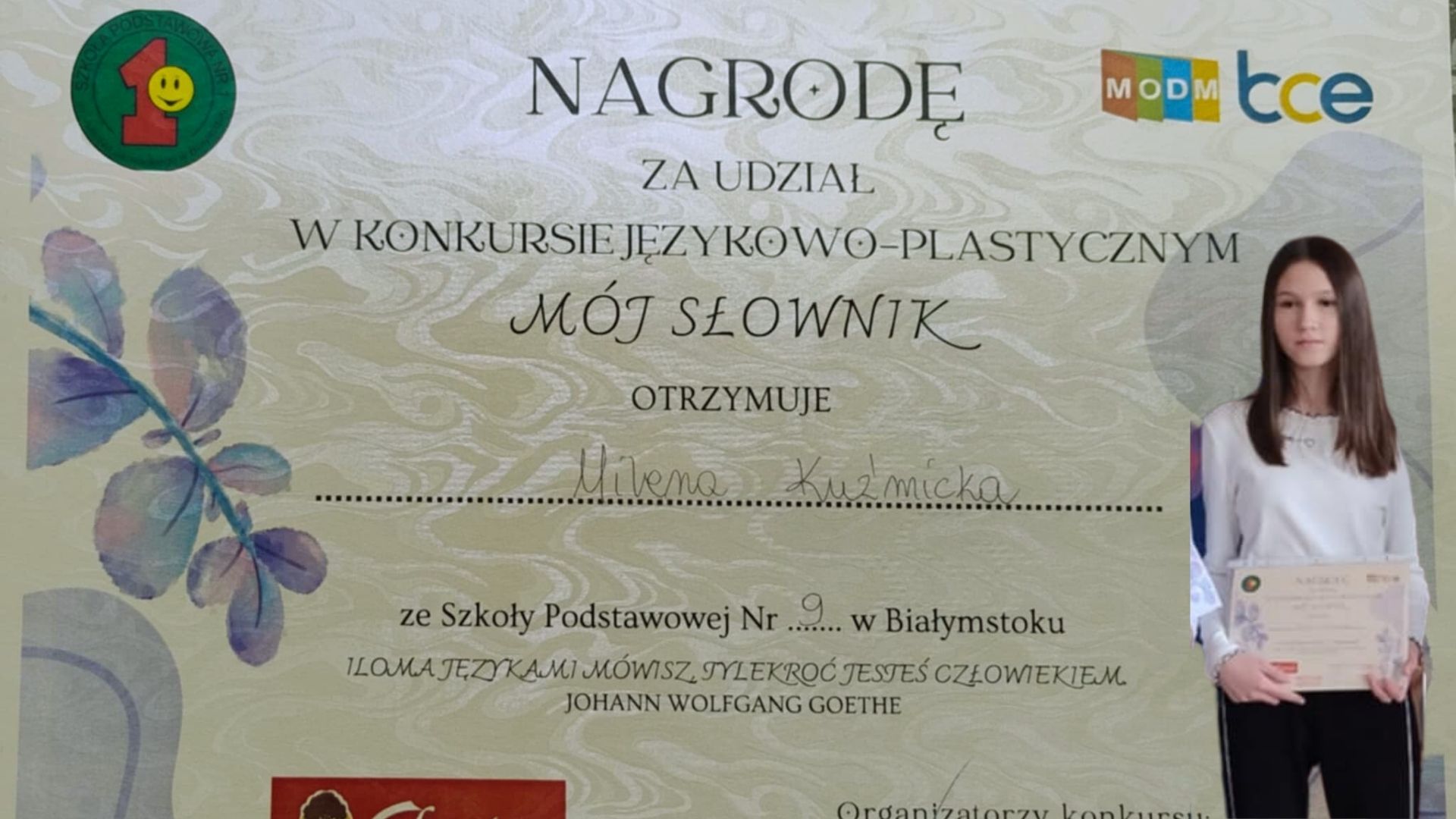 Milena Kużmicka zdobywa nagrodę w konkursie „Wiosenny słownik”!2.jpg