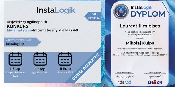 Mikołaj Kulpa z klasy 6c z sukcesami w konkursie InstaLogik! .jpg